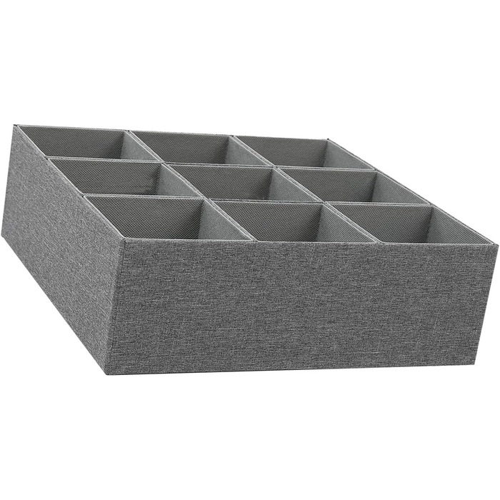 Органайзер для краваток Ejoyous, складна скринька для зберігання білизни, шкарпеток та ременів, дизайн на 9 предметів для організації шафи та шухляд (сірий)