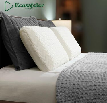 Подушка з піни з ефектом пам&39яті - ортопедична подушка для підтримки шиї. Матеріал високої щільності краще знімає тиск на шию. Ергономічна подушка зі знімним чохлом, який можна прати. Біло-сірий колір.