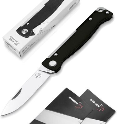 Кишеньковий ніж BKER PLUS Atlas Black - дворучний суцільнометалевий складаний ніж з гострим лезом 12C27 Sandvik - складаний ніж ED