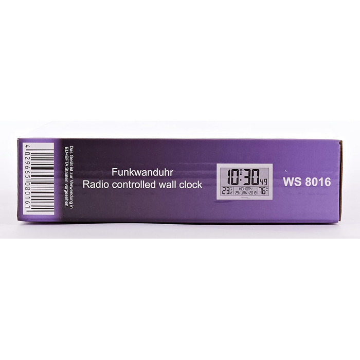 Настінний годинник на радіокеруванні з індикатором температури, пластик, сріблястий, маленький 22.5 x 14.3 x 2.4 см Сріблястий оди