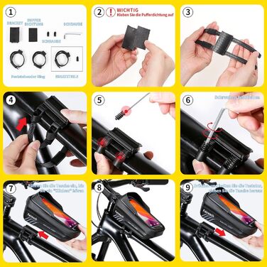 Сумка для велосипедної рами з 3D-сонцезахисним козирком, водонепроникний тримач для мобільного телефону