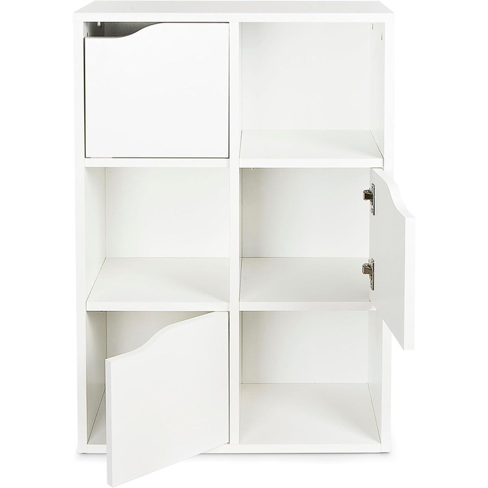 Книжкова шафа, Дитяча полиця, Полиця для іграшок, Дитяча гардеробна Біла книжкова шафа з 6 полицями, Рішення для зберігання Дитяча кімната, вітальня та офіс 59,5x29x89,5 см