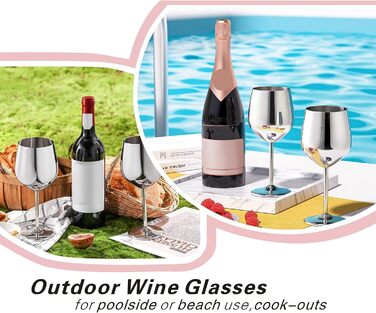 Набір келихів для вина WOTOR з нержавіючої сталі, 540 мл, кемпінгові келихи для вина не б'ються, міцні та портативні металеві кели