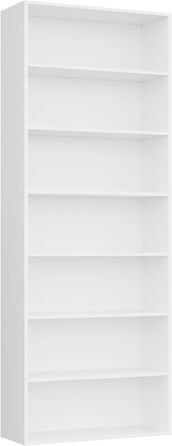 Книжкова полиця FirFurd, полиця з 7 відділеннями, книжкова шафа, окремостояча полиця, полиця для зберігання, для вітальні, офісу, спальні, 209,5 x 60 x 23,5 см, білий