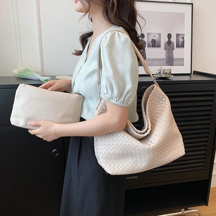 Сумочка жіноча сумка, шоппер дами великий PU шкіряна ткана сумка ретро сумка через плече мода сумка через плече з гаманцем, класич