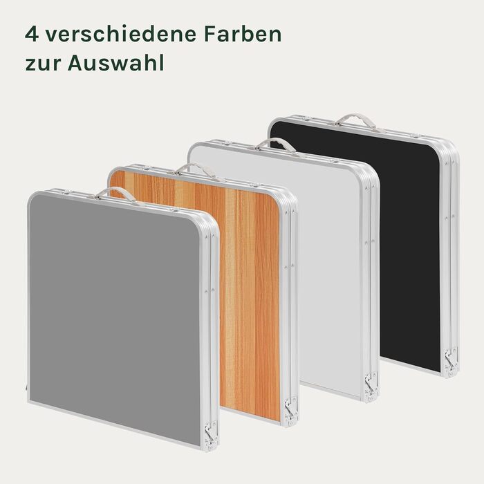 Кемпінговий стіл, розкладний стіл 120x60 см, регульований по висоті розкладний садовий стіл з алюмінію та МДФ для кемпінгу, саду, вечірок та ринків, сірий