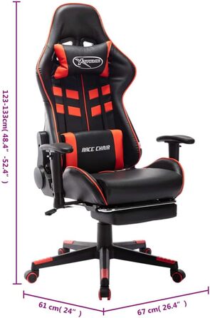 Геймерське крісло, офісне крісло, з підставкою для ніг, чорно-червоне, штучна шкіра