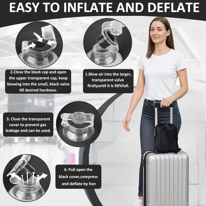 Подушка для підняття ніг, надувна подушка для підтримки ніг для сну, комплект клиноподібної подушки та маски для сну, для вагітних та післяопераційного відновлення, подушка для підтримки ніг для зняття тиску на ноги та покращення кровообігу (чорна)