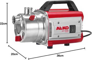 Насос садовий AL-KO Jet 3000 Inox Classic (потужність двигуна 650 Вт, максимальна продуктивність 3100 л/год, максимальна висота підйому 35 м, 5-ступеневий насосний механізм)
