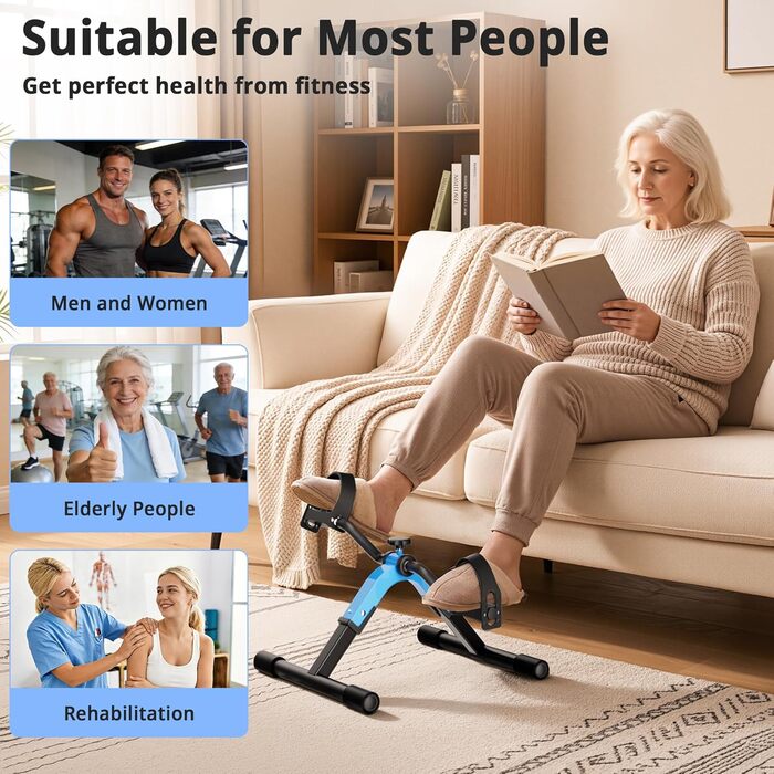 Міні-педальний тренажер, домашній велотренажер, тренажер для рук та ніг, педальний тренажер для людей похилого віку, педальний велотренажер для приміщень, статична стабільність, регульований пристрій для тренувань з опором