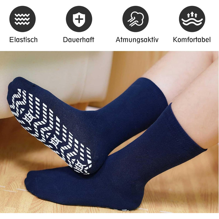 Шкарпетки PUTUO ABS з нековзним покриттям для чоловіків чоловічі шкарпетки з нековзним покриттям та ручками, бавовняні спортивні шкарпетки, 4 пари, розміри 43-46, чорні - 4 пари