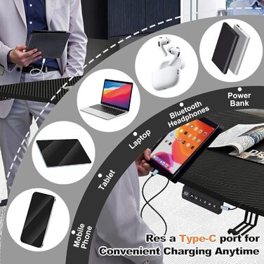 Електричний стіл з регулюванням висоти 160x60 см, стіл для роботи сидячи та стоячи з функцією пам&39яті та портом зарядки Type-C, стіл для роботи стоячи, регульований комп&39ютерний стіл з органайзером для кабелів, чорний 16060 см