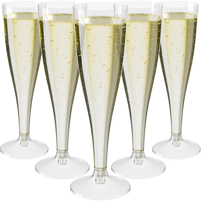 Набір келихів для шампанського з пластику 100 мл з калібрувальною міткою Келих для шампанського кришталево-прозорий без вмісту BPA