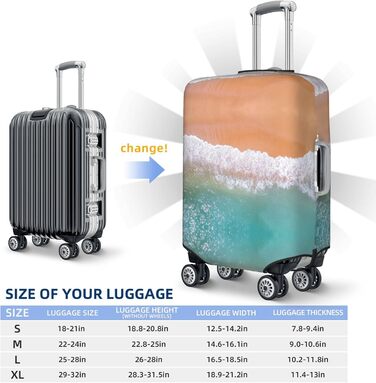 Чохол для валізи з романтичним пляжним принтом, еластичний захист від подряпин та пилу, чорний, розмір 95