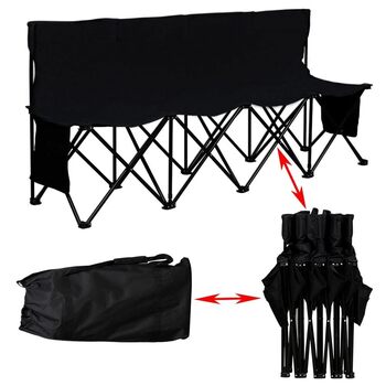 Лавка для кемпінгу Yaheetech, складна лавка, запасна лавка, футбольне сидіння, складна лавка для 4 осіб з сумкою для перенесення, чорна, 184x50x82,5 см