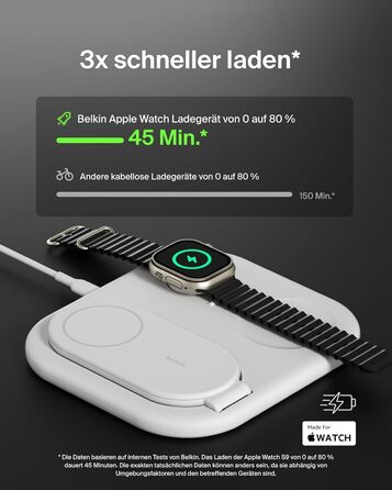 Індуктивна зарядна станція 3-в-1 Belkin BoostCharge Qi2, 15 Вт, складна підставка, сумісна з MagSafe, для Apple iPhone 16/15, Appl