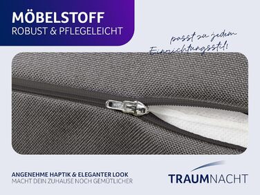 Затишна подушка для спини Traumnacht, подушка для читання, 70 x 40 см темно-сірого кольору, знімна, чохол, який можна прати, виготовлений зі 100 поліестеру, практична бічна кишеня, сертифікована Oeko-Tex, виготовлена за німецькими стандартами якості. Темн