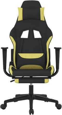 Геймерське крісло з підставкою для ніг, чорна та світло-зелена тканина