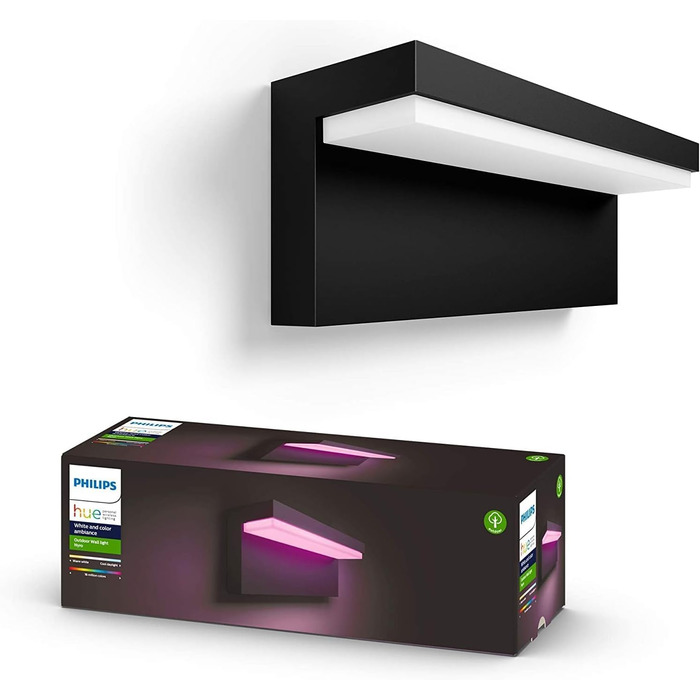 Настінний вуличний світильник Philips Hue Nyro White & Color Ambiance, 1020 лм, сріблястий