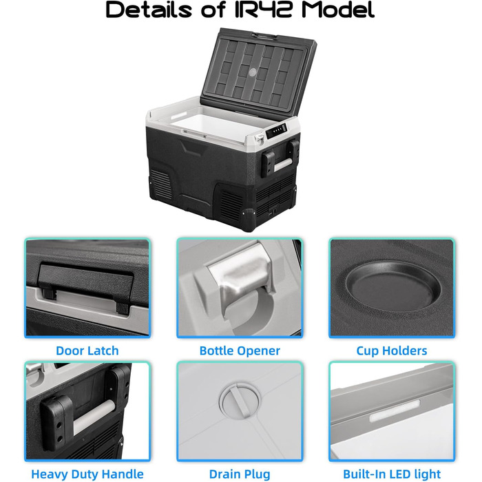 Автомобільний холодильник Alpicool IR42 40L Морозильна камера портативний компресорний автомобільний холодильник 12/24V електрични