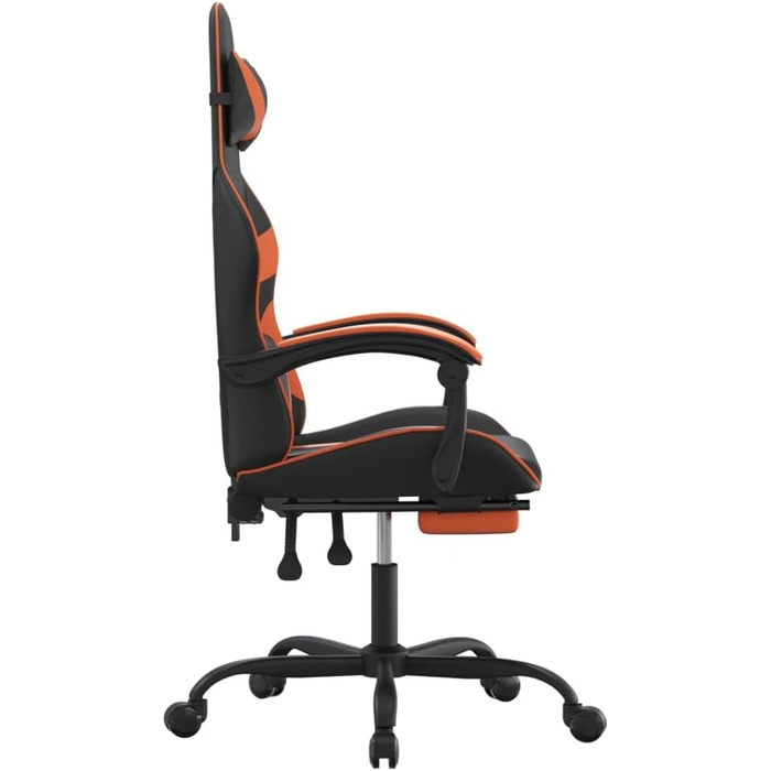 Геймерське крісло з підставкою для ніг, чорно-помаранчева штучна шкіра, регульована спинка та висота, функція повороту на 360 градусів, міцний та брудовідштовхувальний матеріал, ергономічний дизайн, 36,5 x 42 см (Ш x Г), помаранчевий колір