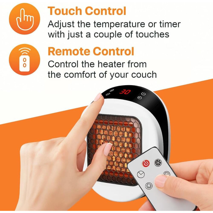 Портативний міні-обігрівач із точним контролем температури (15-32C), захистом від перегріву та перекидання Тихий та енергозберігаючий для домашнього офісу, сірий колір для спальні