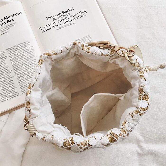 Солом'яні сумки через плече, жіноча сумка з верхньою ручкою літня пляжна сумочка через плече