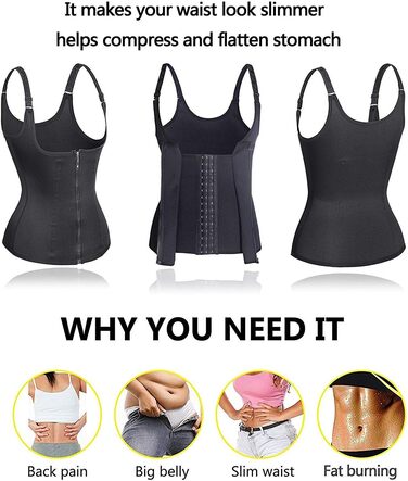 Жіночий корсет Memoryee Underbust Waist Shaper Neoprene Body Shaperwear Tummy Control Cincher Regulated Straps Vest Black M