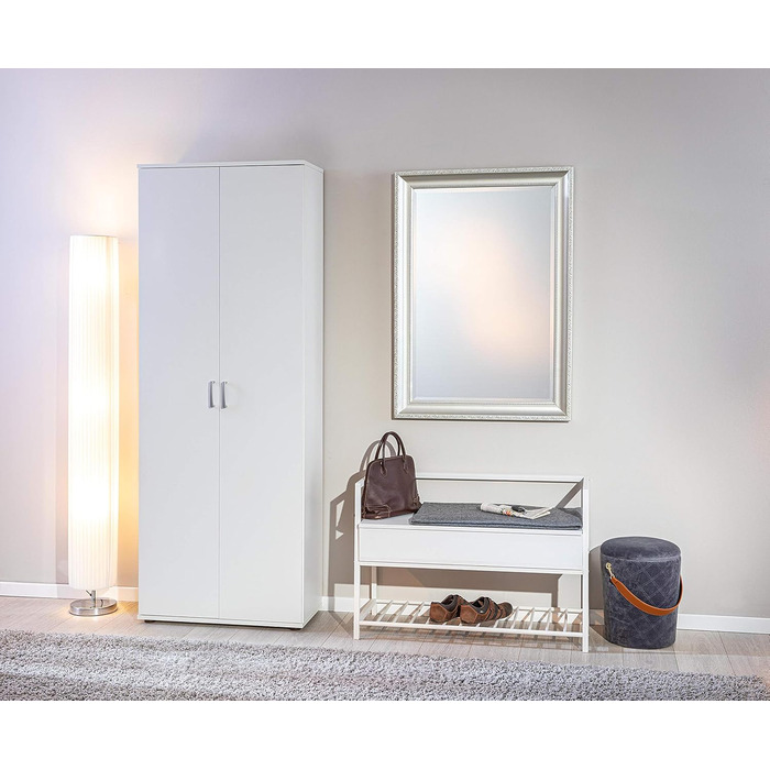 Багатоцільова шафа Картотечна шафа Універсальна шафа 2 дверцята Ширина 70 см Глибина 34 см Висота 190 см вкл. 5 полиць Меламінове покриття Arconati Білий стелаж