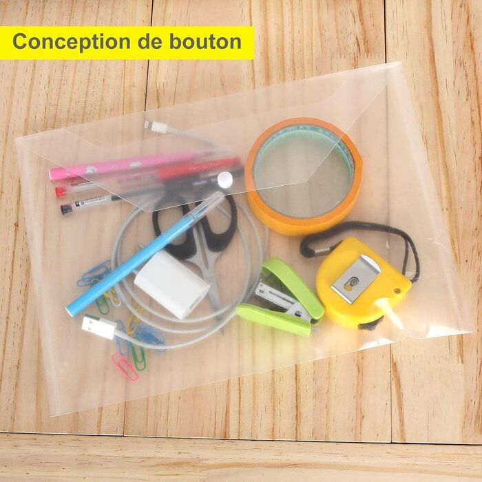 Папка для документів ASelected на 40 предметів із застібкою-кнопкою, кишеня для документів A4, прозора, прозора кишеня, колекційна папка, застібка-кнопка A4 для впорядкування документів, прозора, 40 предметів - A4