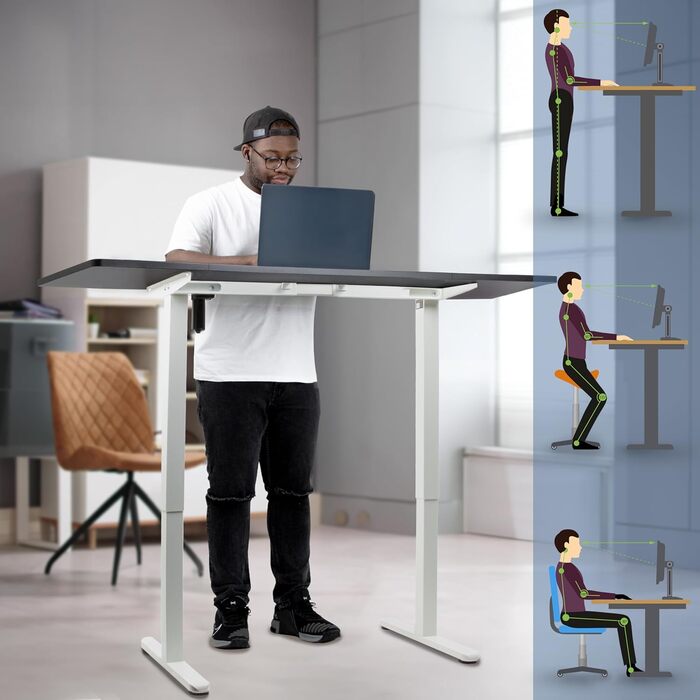 Стіл з регульованою висотою, комп&39ютерний стіл для офісу та ігор, електричний стіл з USB-портом, стіл для роботи сидячи та стоячи 160 x 60 см, регульована висота від 72 до 118 см, 160 WK