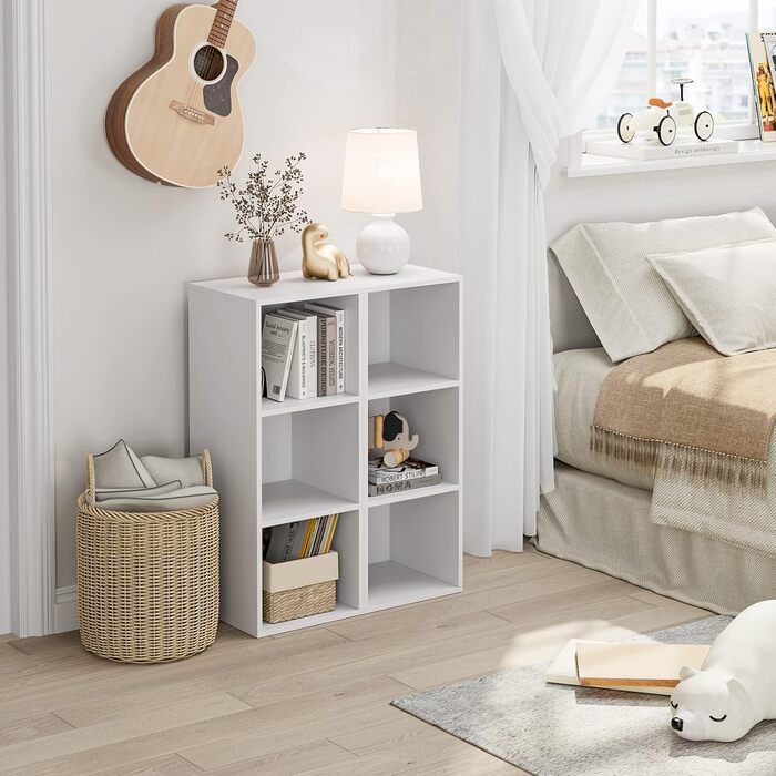 Книжкова полиця з 3 відділеннями, книжкова шафа, окремостояча полиця, офісна полиця для вітальні/кабінету, 30 x 30 x 80 см, біла