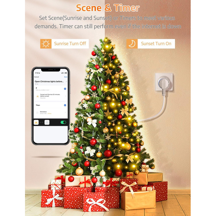 З вимірюванням струму, макс. 16A Smart Home Plug, сумісний з Alexa/Google Home, компактний дизайн, голосове керування, APP Remote Control, таймер, 13A