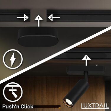 Стартовий набір трекової системи освітлення BRILONER Luxtrail 4 LED-споти, поворотні, розширювані, 2 м, чорний