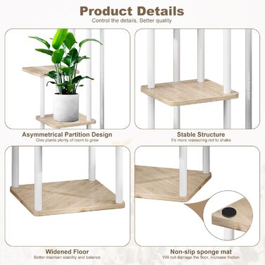 Рівнева дерев&39яна полиця для квітів, підставка для рослин, багаторівнева підставка для квітів, підставка для рослин, лавка для квітів, драбина для рослин, полиця для прикраси балкону в приміщенні (білий дуб) 5-рівнева, білий дуб, 5-