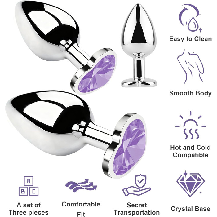 Набір анальних плагів Tpubmity, світло-фіолетовий
