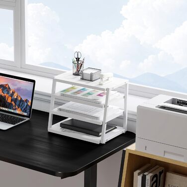 Органайзер для столу Fenge, 4-рівневий дерев&39яний тримач для документів, лоток для паперу A4, лоток для файлів, тримач для журналів, лоток для листів, органайзер для паперових журналів для офісу та дому (білий)