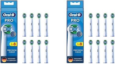 Щітки Oral-B Pro Precision Clean для електричної зубної щітки, 16 шт. , для чищення зубів, X-щетина, оригінальна насадка для зубної щітки Oral-B, упаковка, готова до поштової скриньки, розроблена в Німеччині (8 шт. (2 шт. в упаковці))