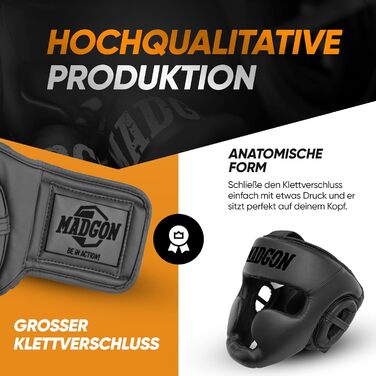 Преміум захист голови, боксерський шолом з ідеальною видимістю та максимальним захистом, захист обличчя для бойових мистецтв, MMA, боксу, кікбоксингу та спарингу, розмір S/M, чорний/чорний