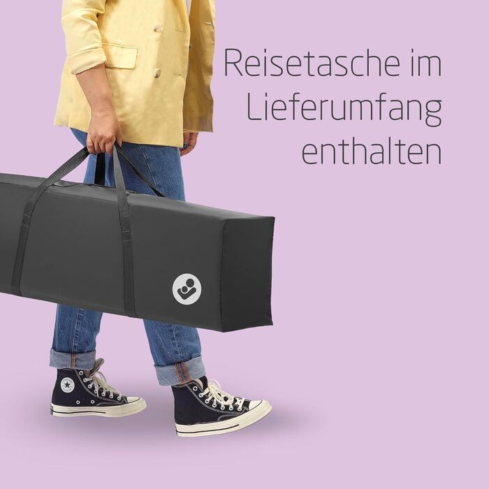 Дорожнє ліжечко Maxi-Cosi Swift 3-в-1 для немовлят, 0-3,5 років, до 15 кг, регульоване по висоті дорожнє ліжечко, матрац 2-в-1, надлегке, складається за 1 секунду, дорожня сумка, екологічний догляд, Beyond Graphite Swift Beyond Graphite Eco Care