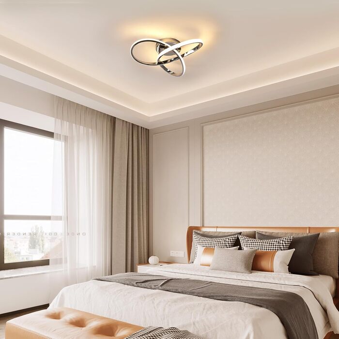 Стеля LED-світильник Comely 36W з пультом керування, сучасний дизайн, хром, 40см, сріблястий диммований (3000K-6500K)