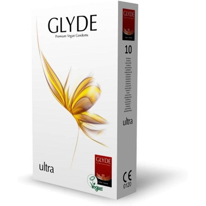 Веганські презервативи Glyde Ultra Natural 10 без казеїну, сертифіковані Vegan Flower.