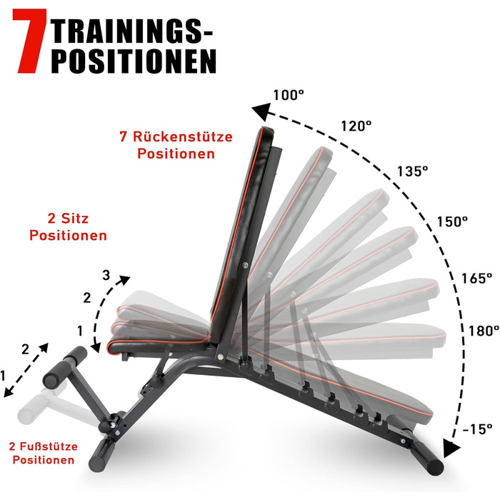 Професійна гантель Лава для тренажерів Premium Line Лава з багаторівневим регулюванням нахилу Надзвичайно вантажопідйомна вага 550 кг 21 тренувальне положення З опорою для ніг Включає посібник з тренувань для лави
