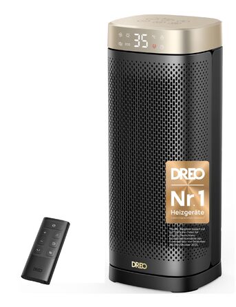 Енергозберігаючий тихий вентилятор-обігрівач DREO, керамічний нагрівальний елемент 2000 Вт з термостатом, 12-годинний таймер, 3 режими, коливання 70, 16-дюймовий електричний кімнатний обігрівач, захист від перегріву та перекидання, Solaris Slim H2, золоти