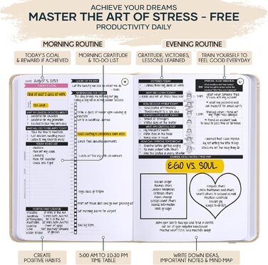 Щоденник прояву - 90-денна подорож до створення життя вашої мрії - особистий щоденник вдячності, щотижневий планувальник успіху, дошка візій та органайзер + наліпки для планувальника, без дати