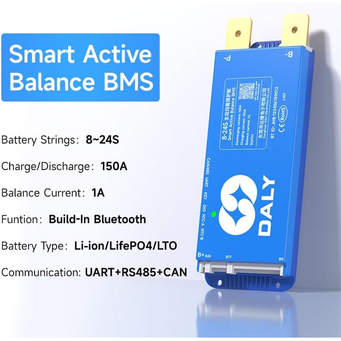 Інтегрований Bluetooth з RS485 CAN PCB Плата захисту акумулятора для літій-іонного акумулятора LiFePO4-LTO, 150A 24V-84V 8S-24S