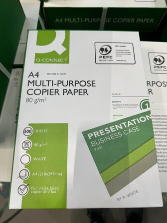Папір для копіювання, папір для принтера/DIN A4, 80 г/м/ 5 x 500 аркушів/Клас якості - B/Універсальний папір/для дому, офісу та домашнього офісу/Багатофункціональний папір, 01087
