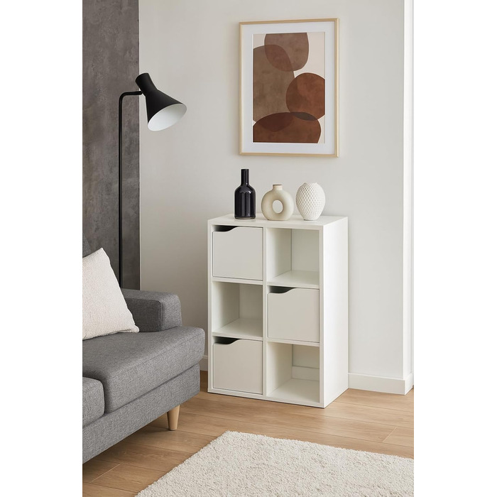 Книжкова шафа, Дитяча полиця, Полиця для іграшок, Дитяча гардеробна Біла книжкова шафа з 6 полицями, Рішення для зберігання Дитяча кімната, вітальня та офіс 59,5x29x89,5 см