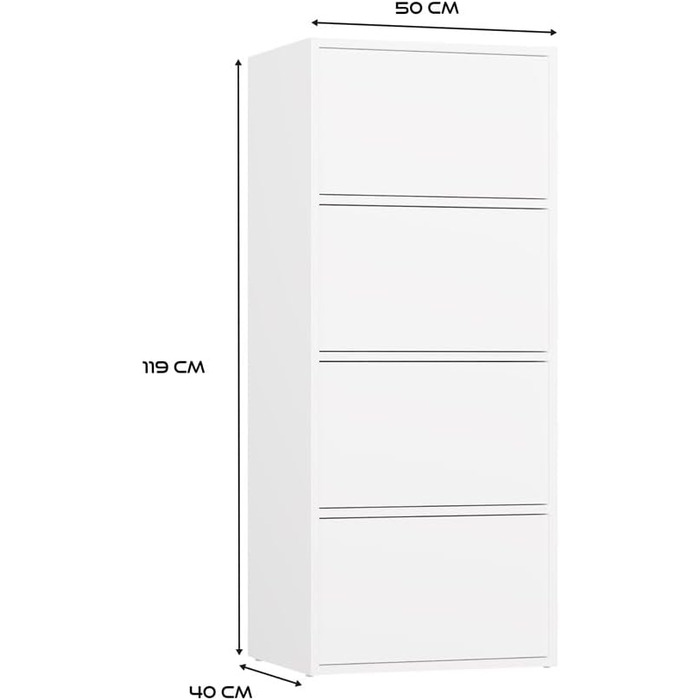 Комод CDF, шафа, висока шафа з 4 дверцятами та полицями - ІДЕАЛЬНО ДЛЯ ВІТАЛЬНІ - КОМПАКТНИЙ ТА СУЧАСНИЙ СТІЙКИЙ ТА УНІВЕРСАЛЬНИЙ Білий