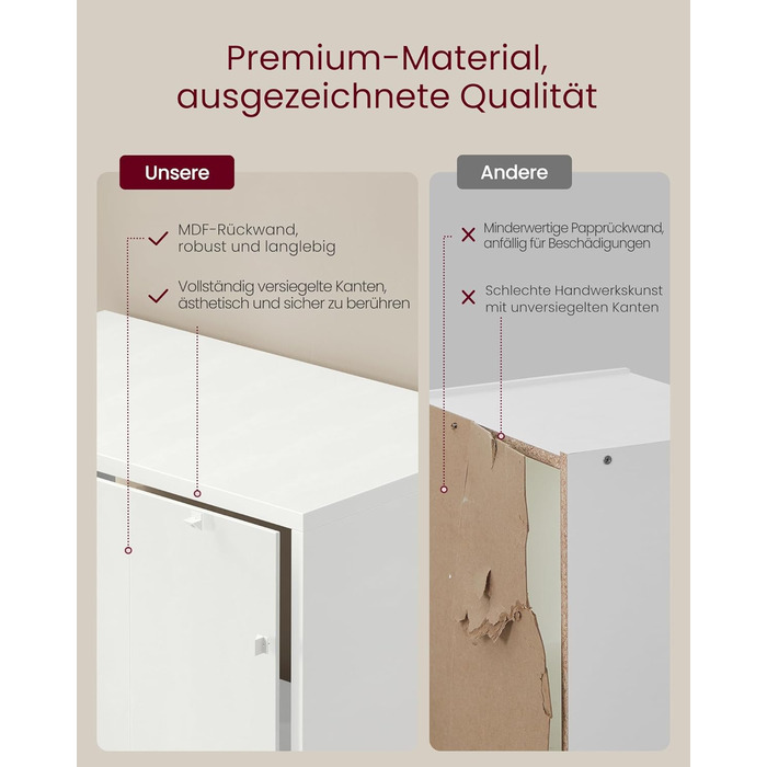 Книжкова полиця VASAGLE, 6-ярусна, відкрита полиця для зберігання, окремостояча полиця, 24 x 60 x 178,5 см, для вітальні, домашнього офісу, їдальні, хмарно-білий LBC169T14 6 ярусів (60Ш x 178,5В см) хмарно-білий